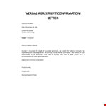 Agreement confirmation letter example document template