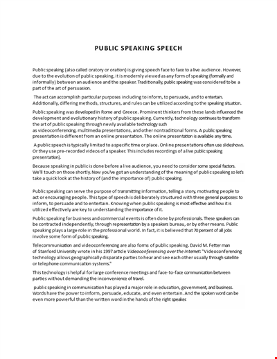 Public Speaking Speech