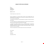 Request Job Interview Letter example document template 