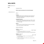Mobile Web Developer - Software Engineer | Development & Design example document template
