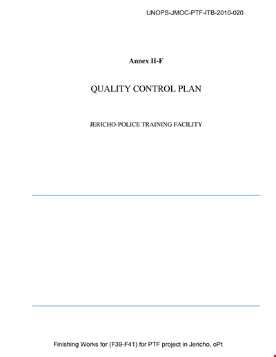 Quality Control Management Plan for Contractors - Unops-Quality Control Management Plan