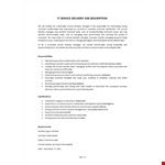 IT Service Delivery Job Description example document template