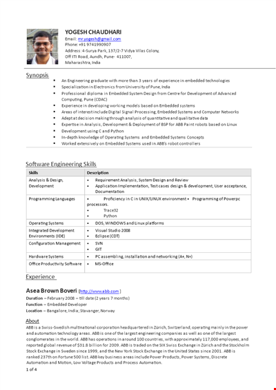 Software Developer Resume - Systems Development | Embedded Linux