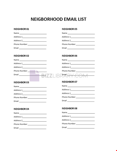 Neighborhood Email List