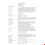 Experienced Electrician example document template