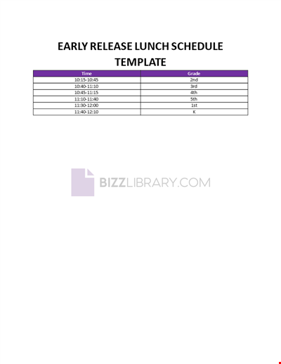 Lunch Schedule Template