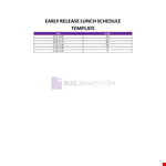 Lunch Schedule Template example document template