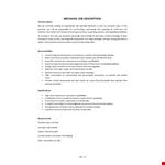 Mechanic Job Description example document template