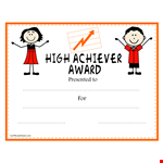 High School Achiver Award Certificate Example example document template 