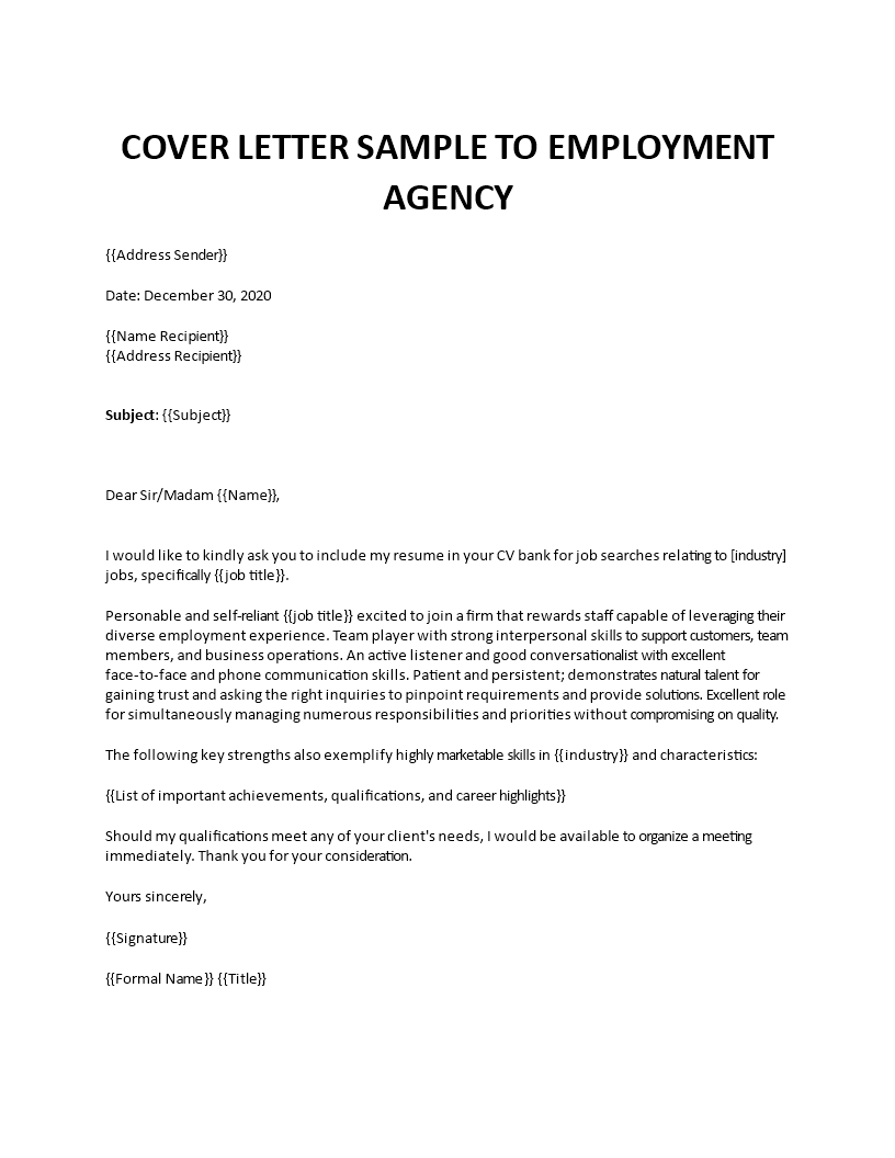 how to write a cover letter for a recruitment agency