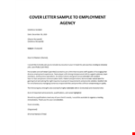 Cover letter to recruitment agency example example document template