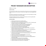 Project Manager Job Description example document template
