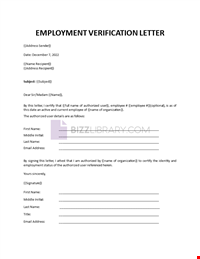 Verification of Employment letter