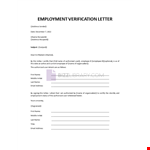 Verification of Employment letter example document template