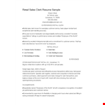 Retail Sales Clerk Resume Sample example document template