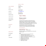 Download Resume For Primary School Teacher example document template