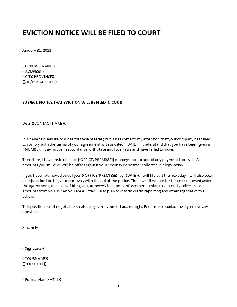 Eviction Notice Eviction Notice