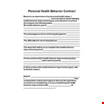 Health Behavior Contract Template example document template