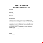 Sponsorship acknowledgement letter example document template
