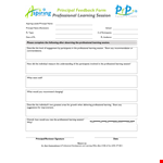 Professional Learning Form | Principal Session | Boost Your Professional Growth example document template 