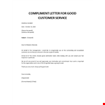Compliment letter for good customer service example document template