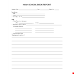 High School Book Report example document template