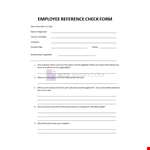 Employee Reference Check Form example document template