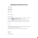Experience Certificate Letter example document template