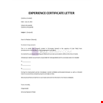 Experience Certificate Letter example document template 