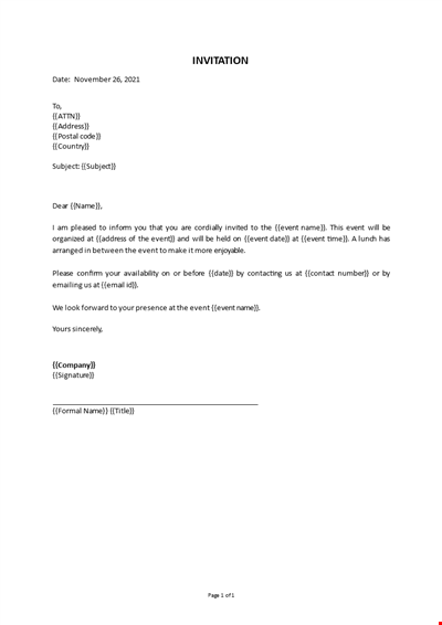 Invitation Letter Sample