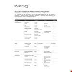 Mentoring Program Budget Template example document template