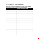 International Itinerary example document template 