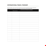 International Itinerary example document template