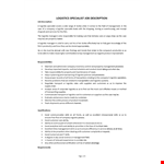 Logistics Specialist Job Description example document template