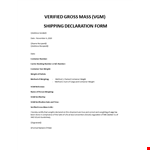 Verified Gross Mass (VGM) Shipping Declaration example document template