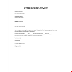 Letter of Employment Sample example document template