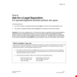 Free Legal Separation Form example document template