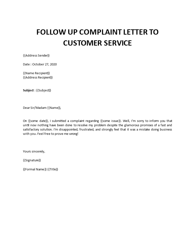 follow up complaint by customer Main Image follow up complaint by customer template