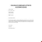 Follow up complaint by customer example document template