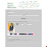 General Apparel Order Form Template example document template