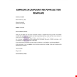 Employee Complaint Response Letter Template example document template