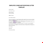 Employee Complaint Response Letter Template example document template 