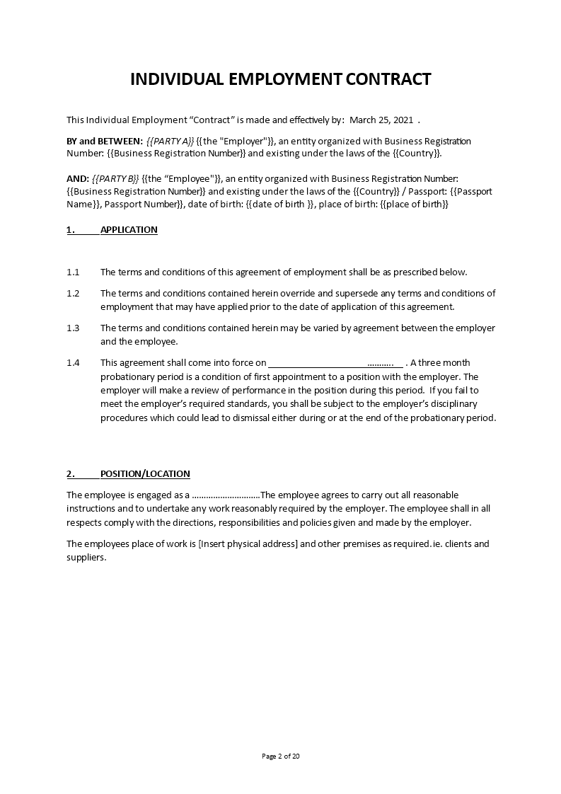 employment contract example