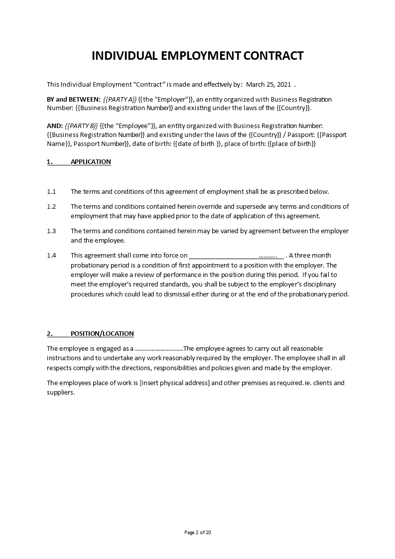 employment contract example Main Image employment contract example template