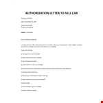 Vehicle authorization letter format example document template 