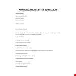 Vehicle authorization letter format example document template