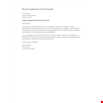 Short Job Application Letter For Teacher example document template