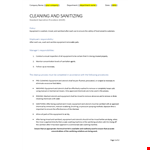 Cleaning and Sanitizing SSOP Template example document template
