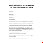Brand Marketing cover letter example document template