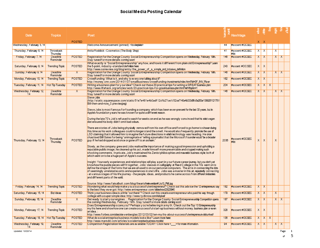 Social Media Posting Calendar Social Media Posting Calendar